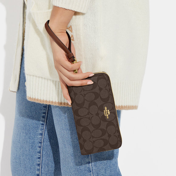 NWT Coach Outlet Long Zip Around Wallet In Signature Canvas - Picture 3 of 4